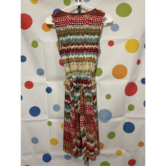 Neesha Multi Color Sleeveless Dress Belted Size S/M Pretty 🎈🌷 - Picture 4 of 12